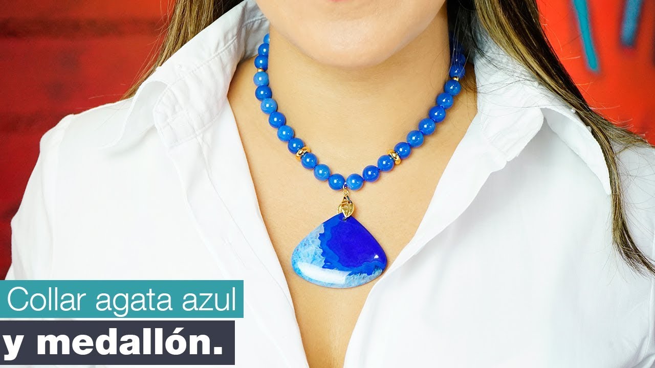 Cómo hacer Collar ágata azul medallón / CAROL INSPIRE CREATE - YouTube