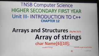 Array of Strings in C++, Part 6, in tamil, Chapter 12, Unit 3, A.Jaya Mabel Rani/AP