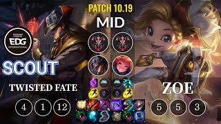 EDG Scout Twisted Fate vs Zoe Mid - KR Patch 10.19