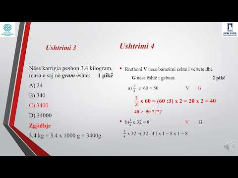 Elsa Minga - Matematikë 5 - Tema: Zgjidhje e nje testi VANAF - i . NYBE