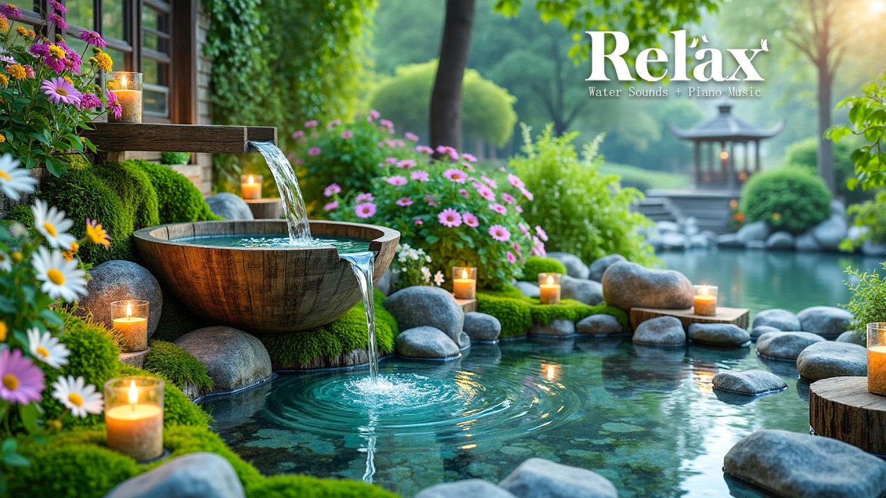 Успокаивающая фортепианная музыка со звуками текущей воды 🌿 Средство от бессонницы, успокаивает тре