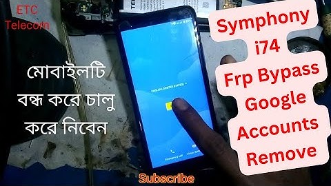 Symphony i74 Frp-Bypass | Google Account Bypass Without PC #frpbypass #etctelecom #Symphony-i74