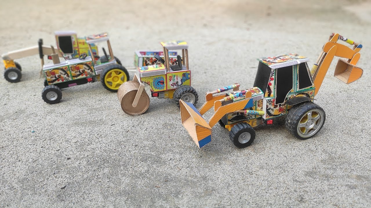 Science Project Jcb How to make JCB at Home from Matchbox | DIY JCB Backhoe Loader | Mini ...