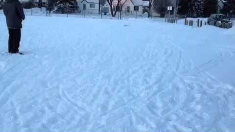 Traxxas rustler with ski mod in snow