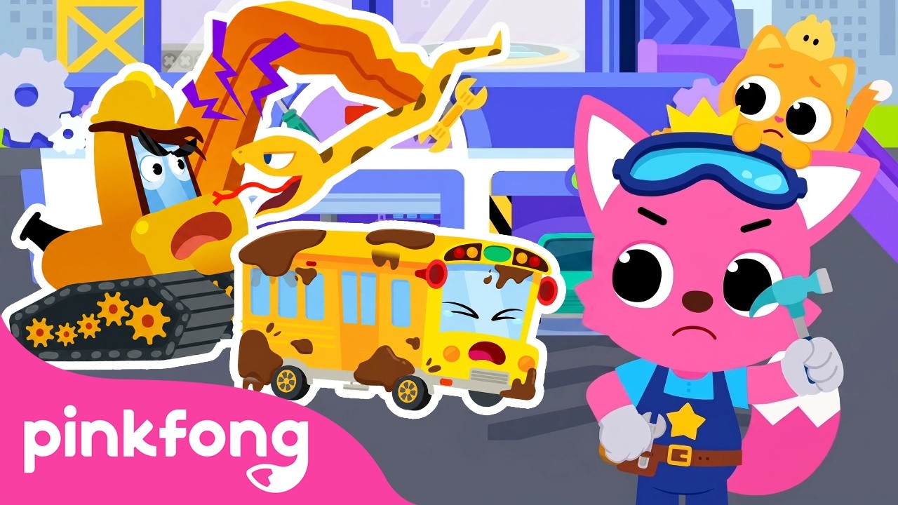 Help the Yellow Bus & Excavator | 🚌 Car Hospital Compilation | Pinkfong Official