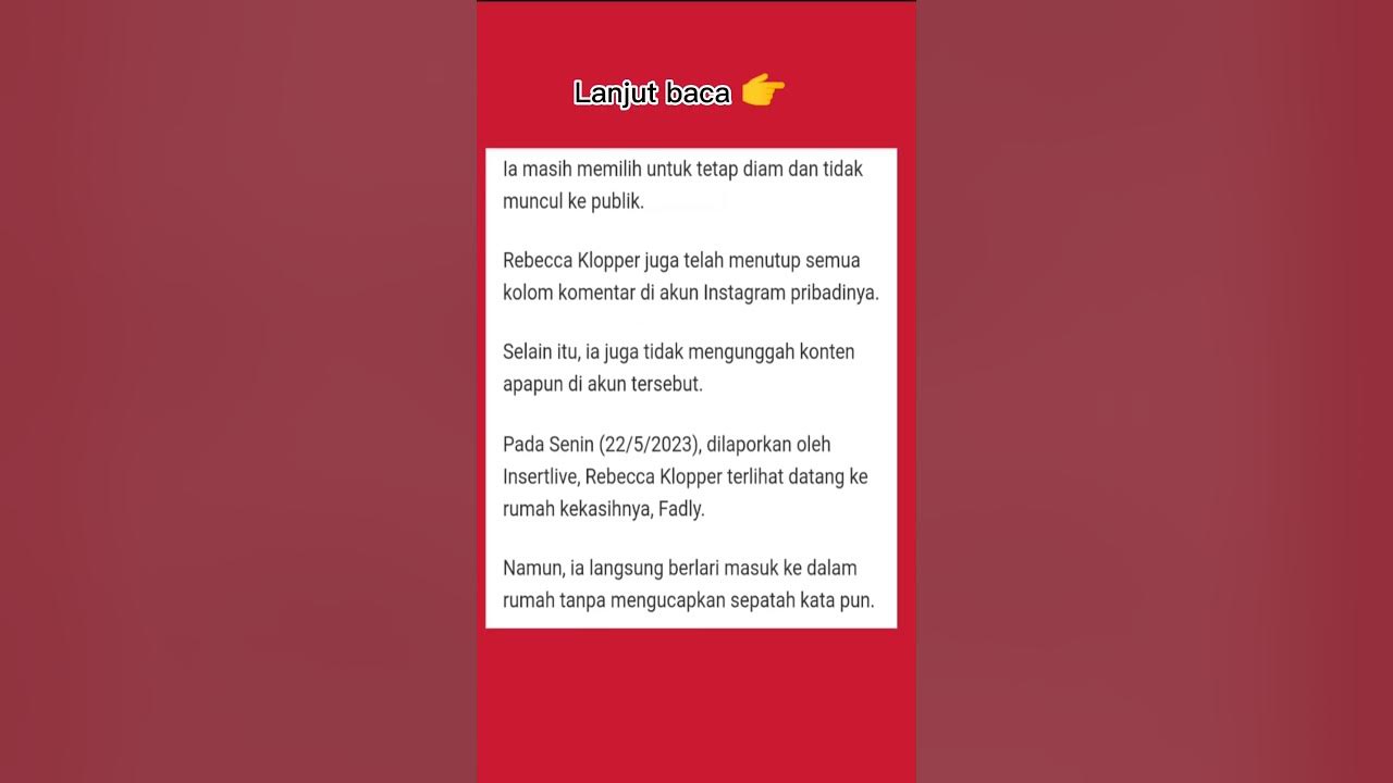 Reaksi Rebecca Klopper Saat Video Syur 47 Detik Viral, Diusir Tetangga Fadly Faisal 😲!! #shorts
