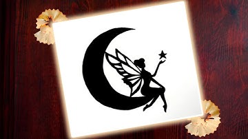 How to draw a fairy sitting on moon easy ❤️ | Fairy sitting on moon drawing easy 🫰