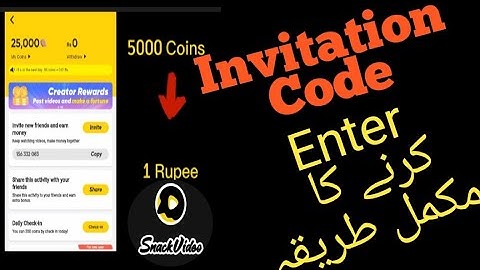 How to enter invitation code in snack video || how to enter referral code in snack video