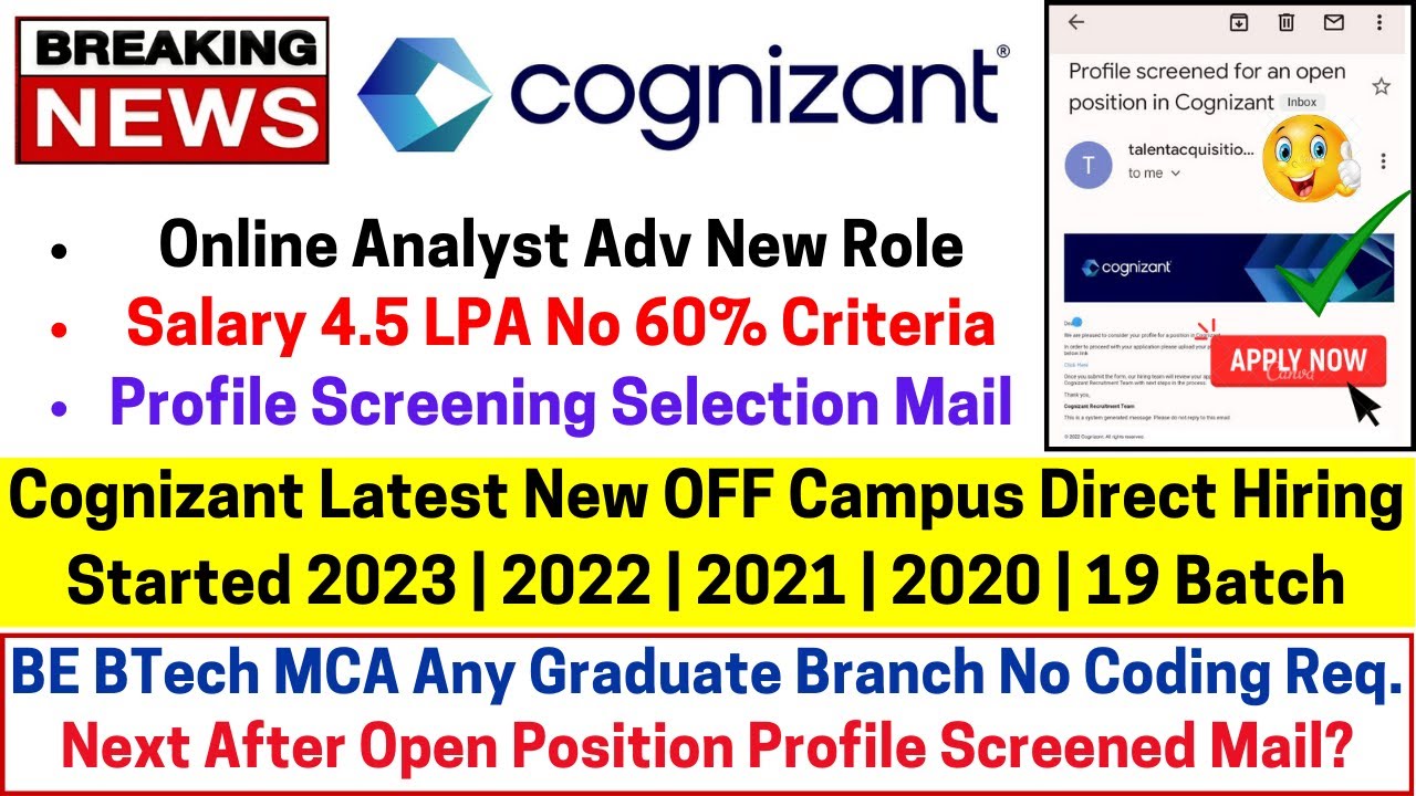 Cognizant OFF Campus Direct Urgent Hiring 2023 2022-19 New Online ...