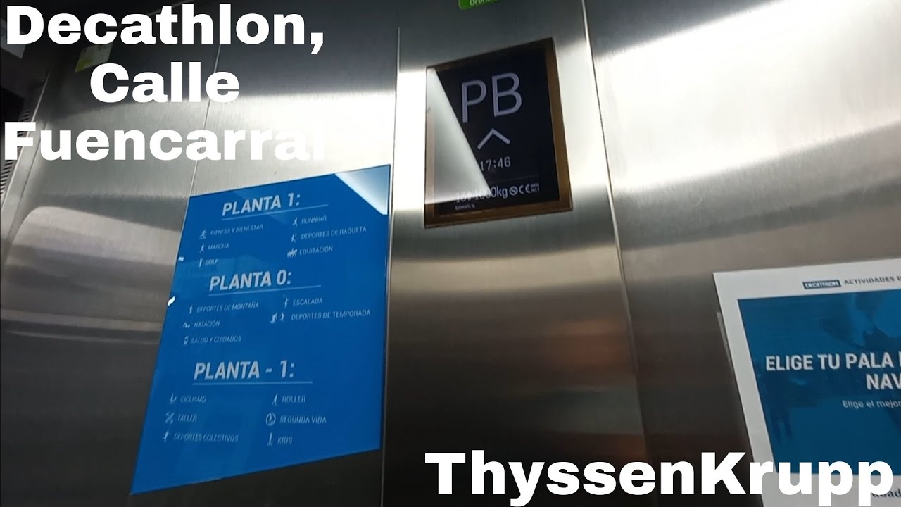 Ascensor ThyssenKrupp Synergy 300 MRL en Decathlon, Madrid, España