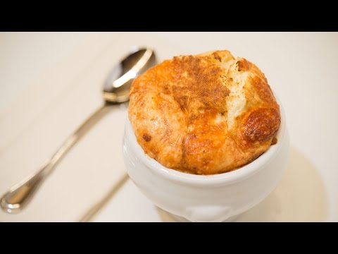 French Onion Soup Topped with Montasio Cheese Soufflé - YouTube