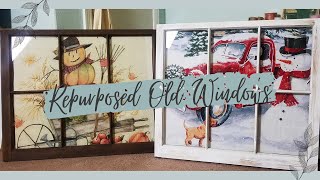 Fall+Winter Repurposed Old Windows! | Step by Step Trash to Treasure!