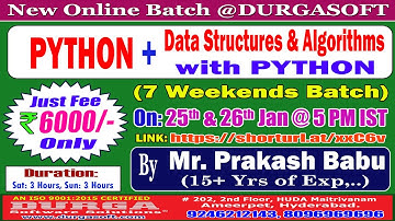 PYTHON (CORE & ADVANCED) Online Training @ DURGASOFT