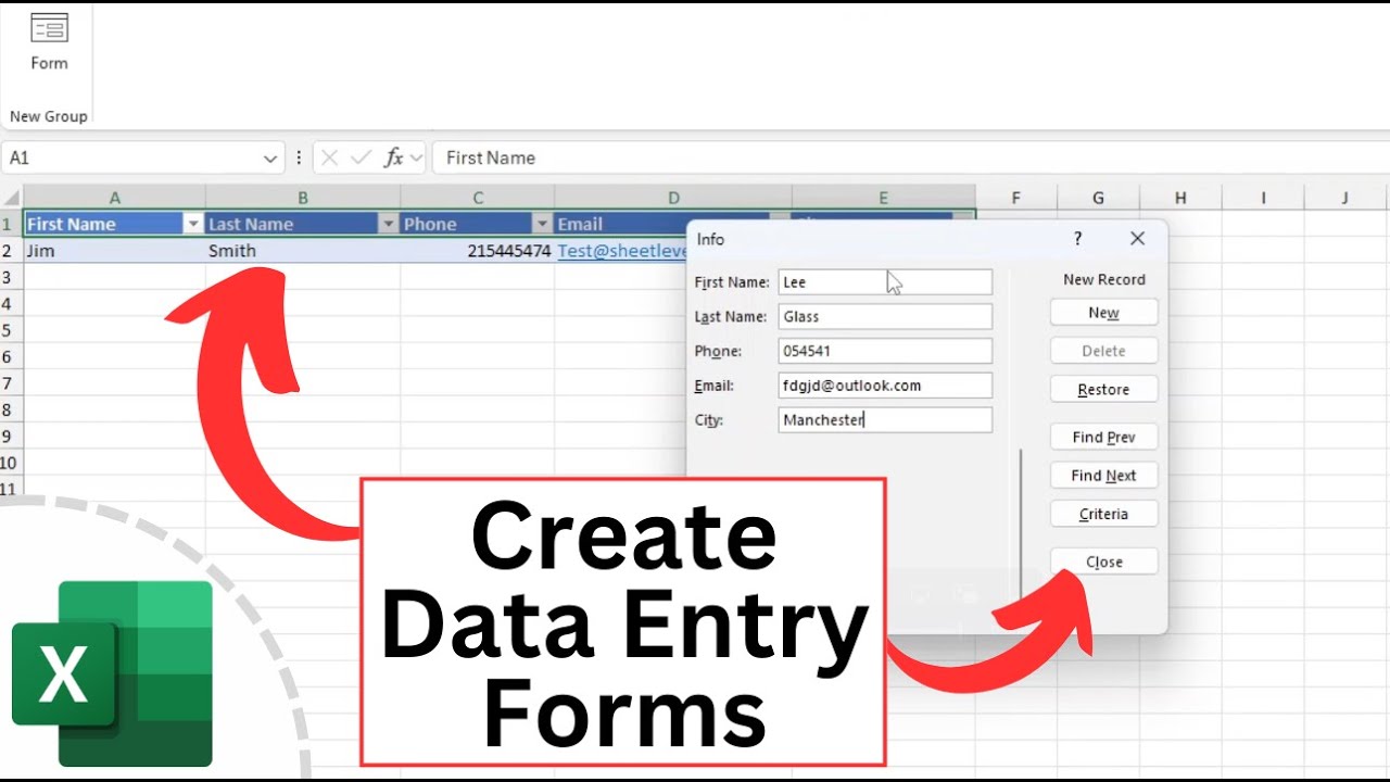 How to Create Data Entry Forms in Excel - Very EASY - YouTube