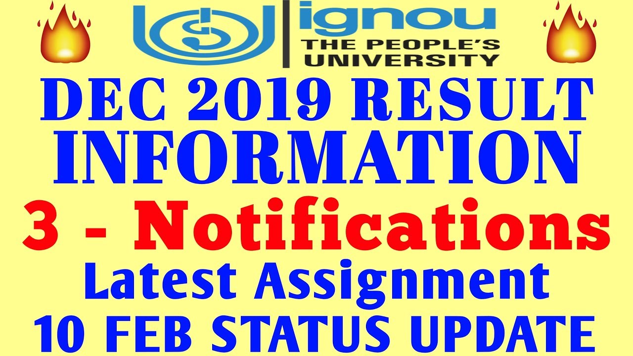 Dec 2019 Results information & 3 Notifications | Assignment Submission Status UPDATE By TIPS GURU