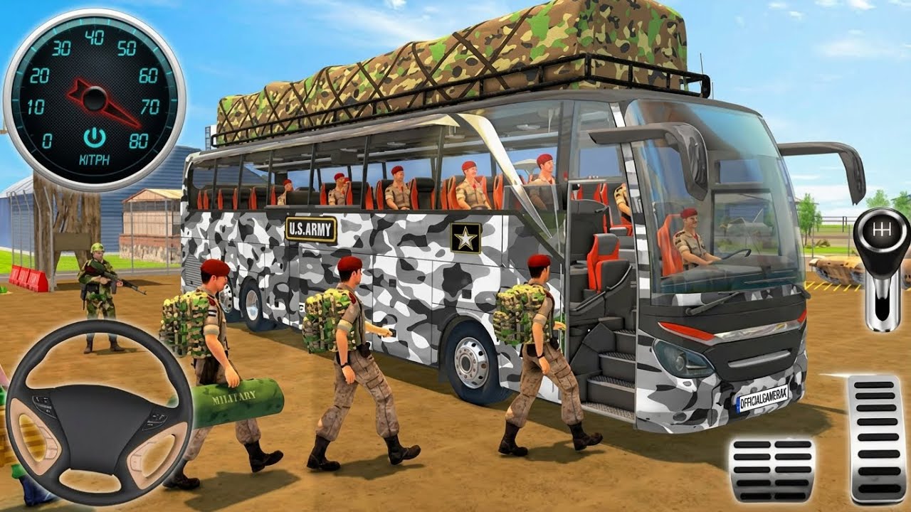 Army Bus Driver US Soldier Transport Duty - Offroad Driving Bus - Android GamePlay