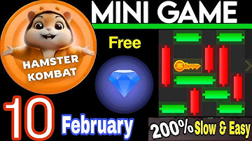 10 February 💎🔑🐹 Puzzle Trick: P2E Hamster Kombat key MiniGame Solved, slow step by step! 🎮