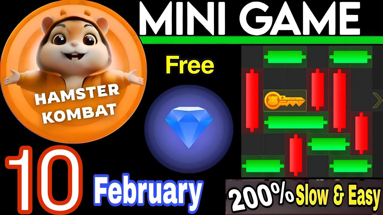 10 February 💎🔑🐹 Puzzle Trick: P2E Hamster Kombat key MiniGame Solved, slow step by step! 🎮