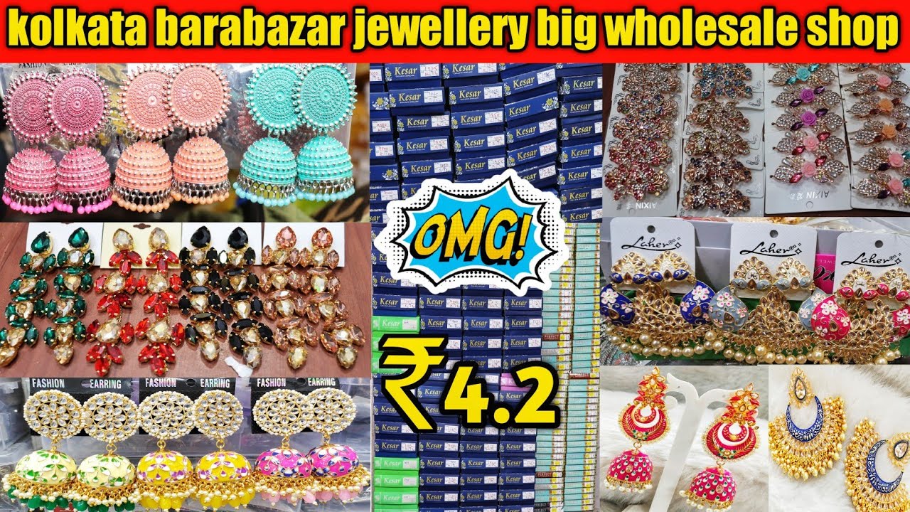 Cheapest Imitation Jewellery Wholesale Market Kolkata Cheapest Earrings  Wholesale Market Barabazar  YouTube