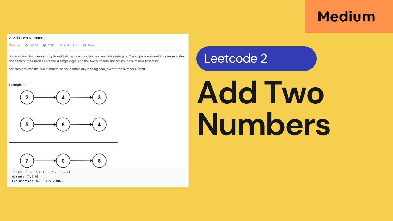 【5分钟讲解】Leetcode 2: Add Two Numbers - YouTube
