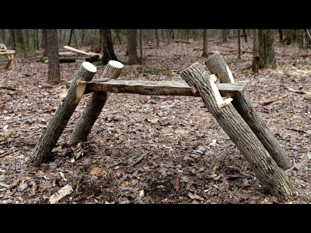 How to make a BUSHCRAFT CHAIR using an AXE, SAW & a few NAILS