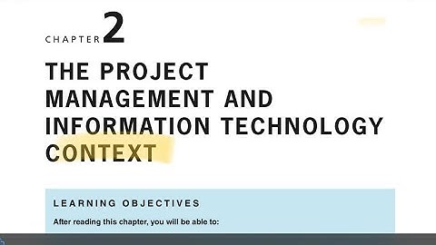 The project management and information technology context chapter 2,ITPM lec 1