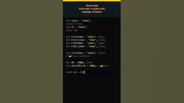 Javascript clean code example, bad code vs good code, naming variables