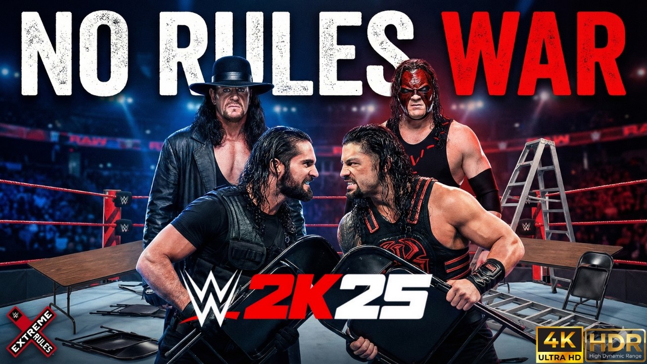 Seth Rollins vs The Undertaker vs Kane vs Roman Reigns – Extreme Rules Title Match | WWE 2K25