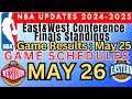 NBA STANDINGS TODAY | May 25, 2025  | NBA SCHEDULE May 26, 2025 #nba  #nbaupdates #nba2025 #playoffs