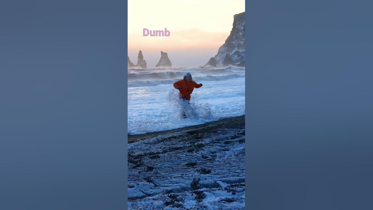 Be careful at The Black Beach of Iceland 😬 !! #Iceland #BlackBeach