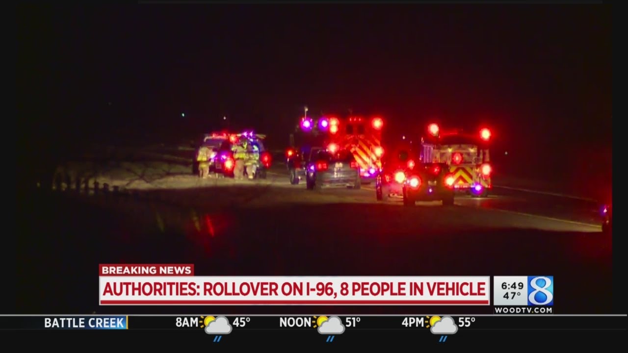 EB I-96 reopens after rollover crash; 8 people inside