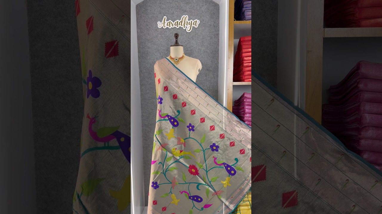 Paithani Jacquard Dupatta with Peacock (Mor) & Floral Weaving
