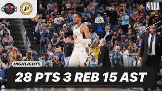 Tyrese Haliburton Vs Houston Rockets 28 Pts - 3 Reb - 15 Ast - 1 Stl 03-04-2025 Highlights