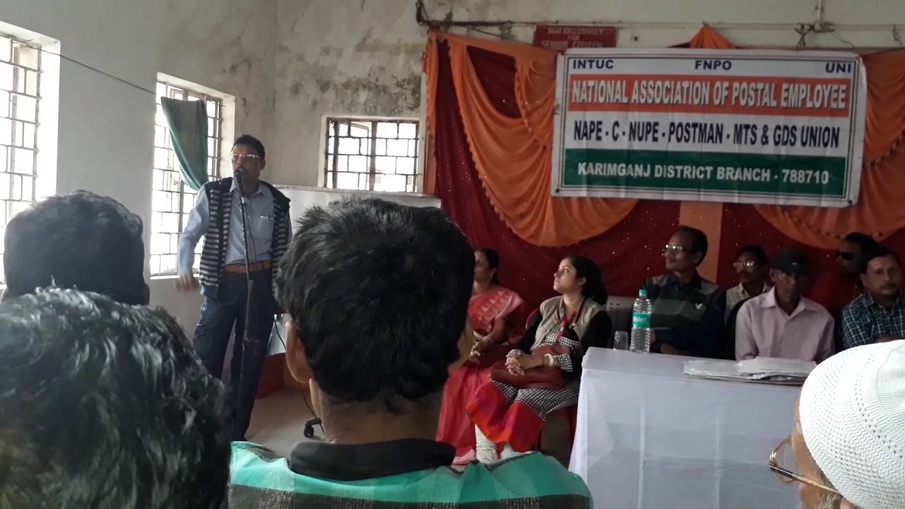 Speech delivery of Abyl Lais Choudhury. NAPE"Ç/Assam Circle Organising  Cenģŕe.