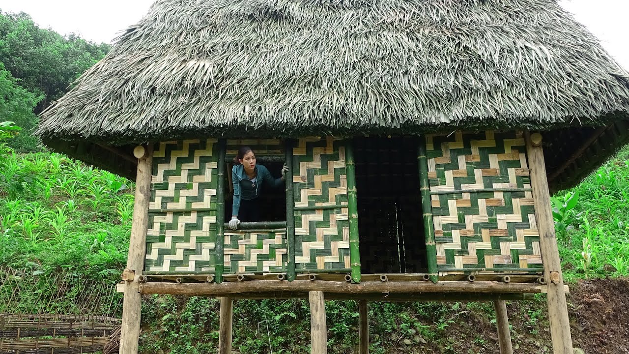 Beautiful GIRL Builds Her DREAM House with Wood and Bamboo from START ...