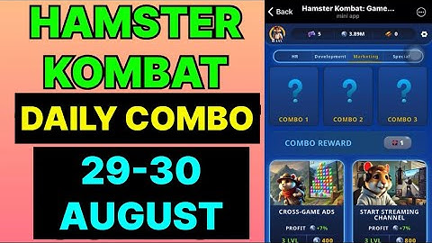 HAMSTER KOMBAT GAMEDEV DAILY COMBO | HAMSTER KOMBAT DAILY COMBO | 29-30 AUGUST HAMSTER DAILY COMBO