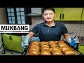 Mukbang/ Самса с тыквой.Мягкое тесто.Едим с котлетами и раменом