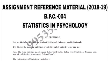 BPC-4 Solved Assignment 2018-19 | Statistics IN Psychology