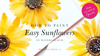 Super Easy Sunflowers in Watercolour  Stepbystep Tutorial