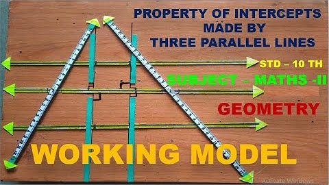 property of intercepts made by three parallel lines - Maths working model ACVM maths lab,  (acvm) .