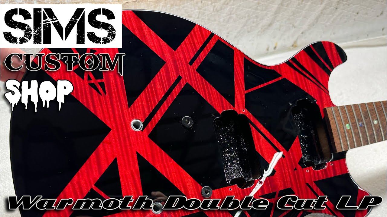 Warmoth Custom Double Cut Les Paul Guitar - Black with Red Flame