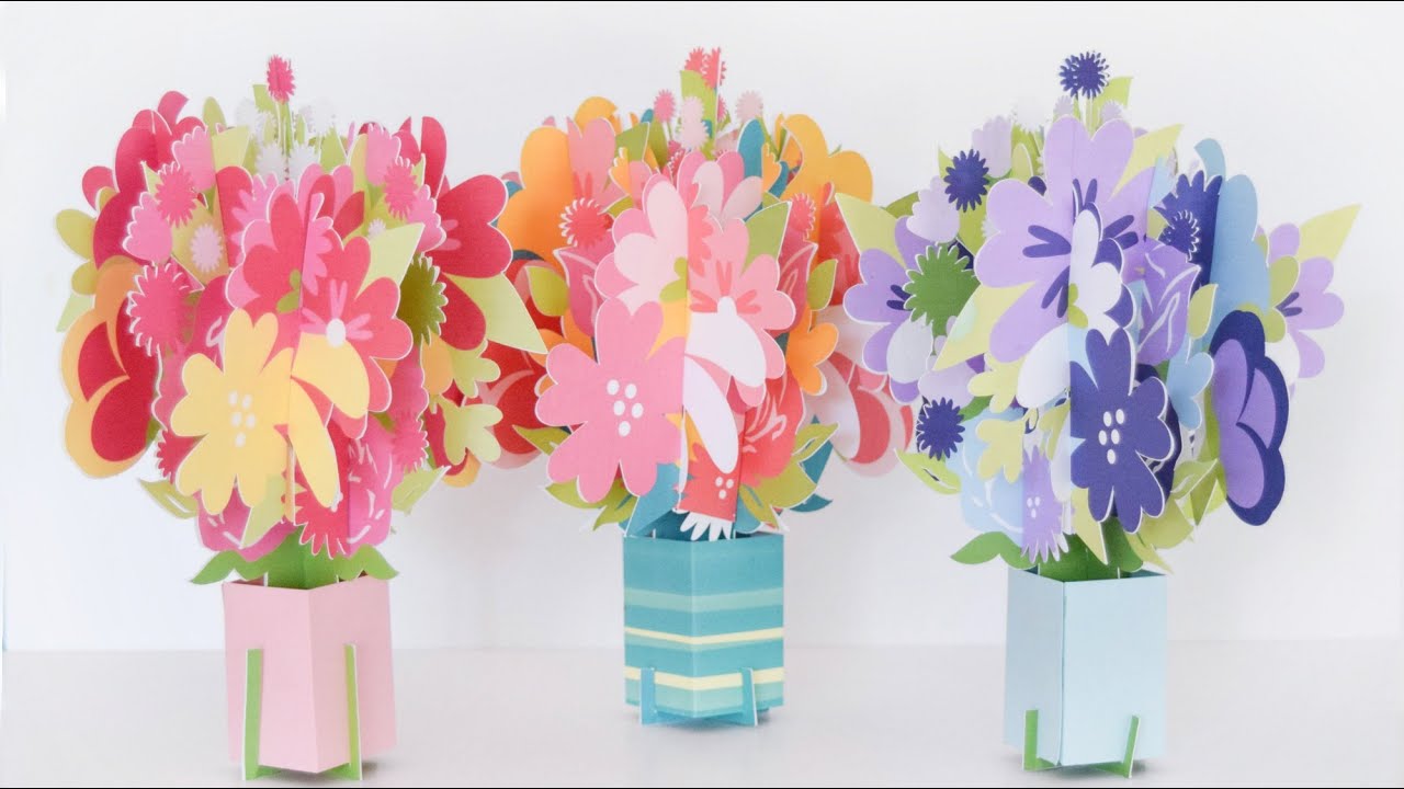 how-to-make-a-pop-up-flower-bouquet-card-diy-craft-youtube