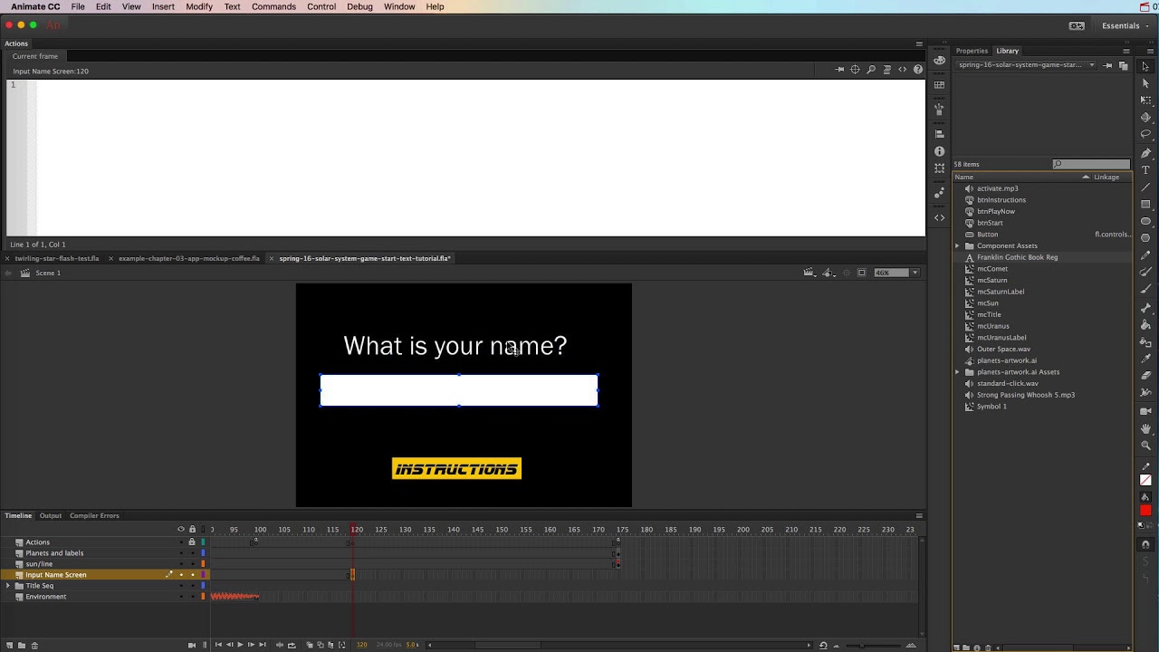 Animate CC - (part 1) Returning a User Name with ActionScript - YouTube