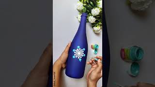 Very Beautiful Dot Art On Glass Bottle| Easy Bottle Painting For Beginners| DIY Home Decor Ideas|