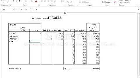How to make simple billing system using excel