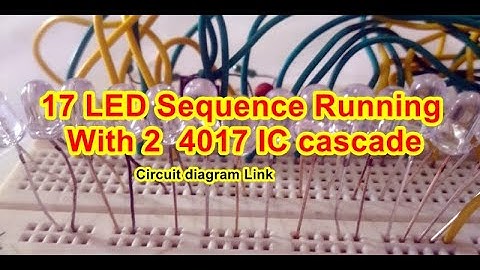 17 LED Chaser Flasher circuit, 4017 Cascading. Two 4017 ic cascade connection.