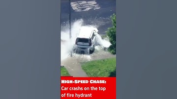 Wild High-Speed Chase in South LA: Car Lands on Fire Hydrant in Multi-Car Crash #shorts #short