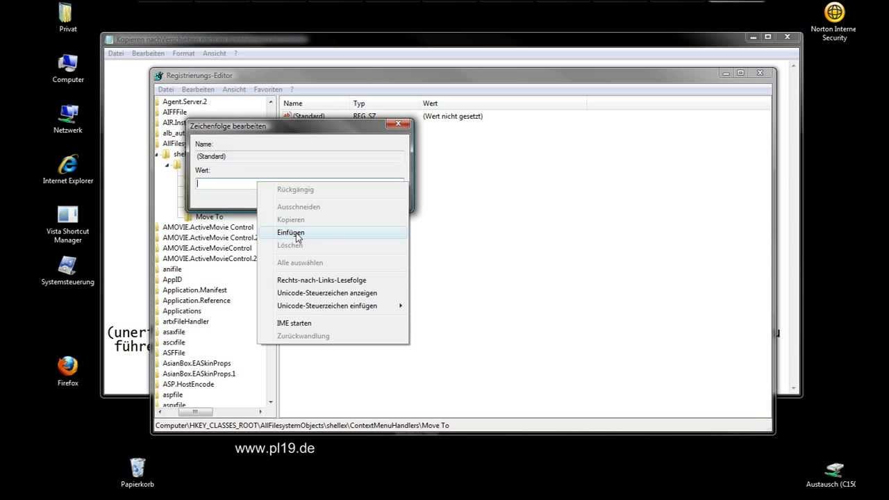 "Kopieren nach" u. "Verschieben nach" im Kontextmenü anzeigen - Windows Vista