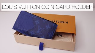 LOUIS VUITTON CARD HOLDER REVIEW | LV coin card holder Cobalt Taiga Leather & Pacific Monogram