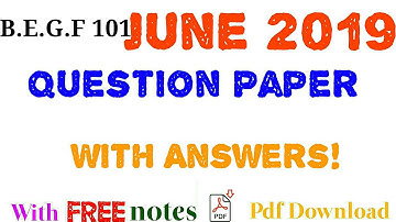 FEG 1/BEGF-101 June 2019 Question Paper Exclusively on Student Help.